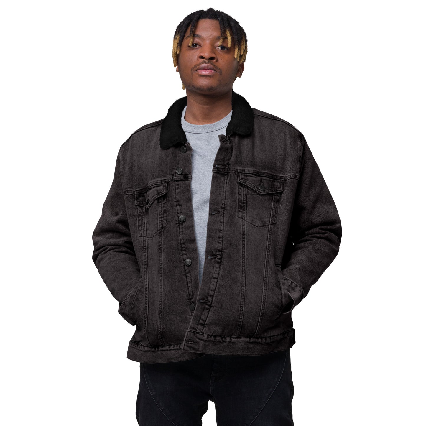 Kumeyaay Land Back (Land Return) Unisex denim sherpa jacket