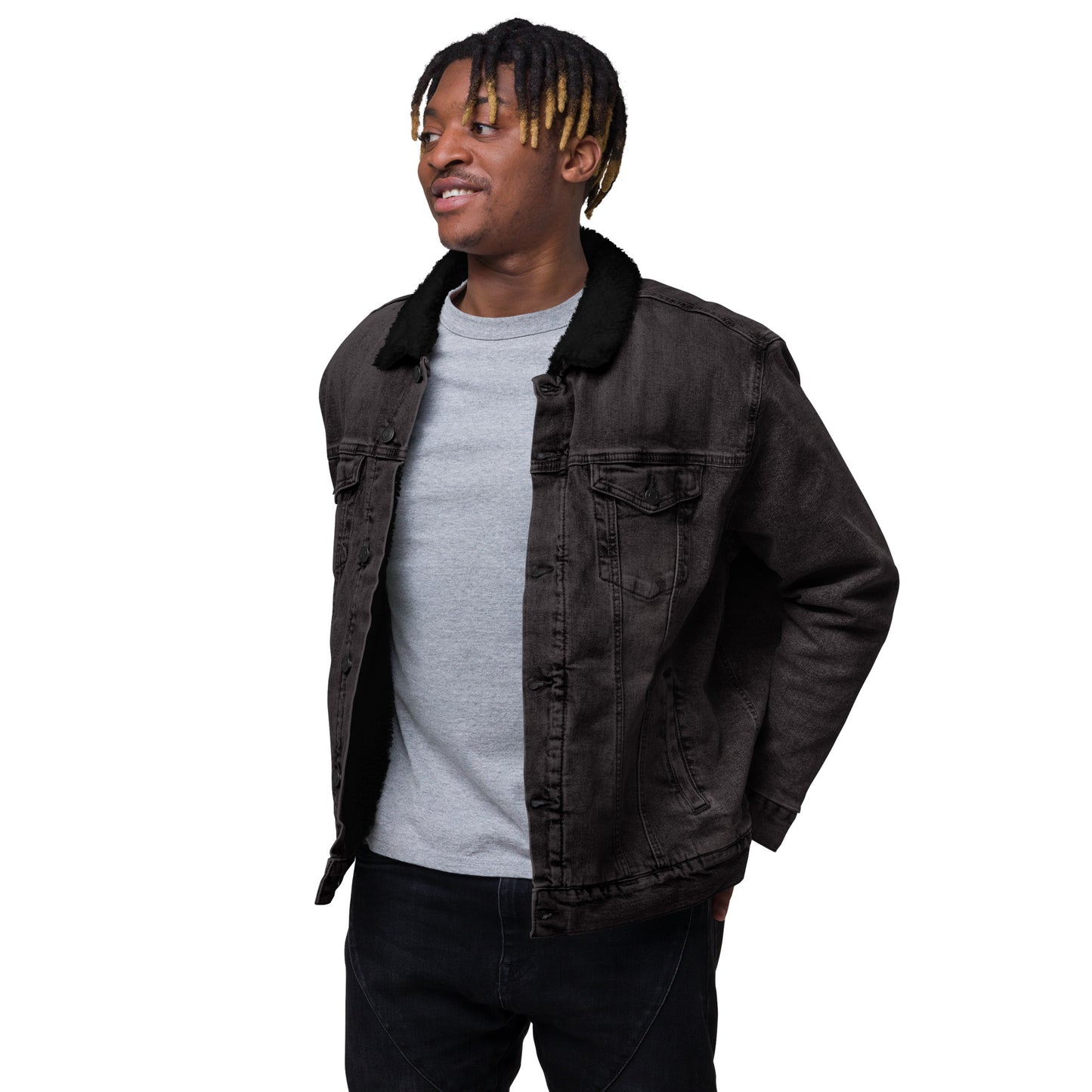 Kumeyaay Land Back (Land Return) Unisex denim sherpa jacket
